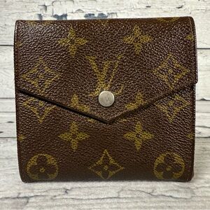 Louis Vuitton Portefeiulle Elise Trifold Wallet Monogram Canvas Leather